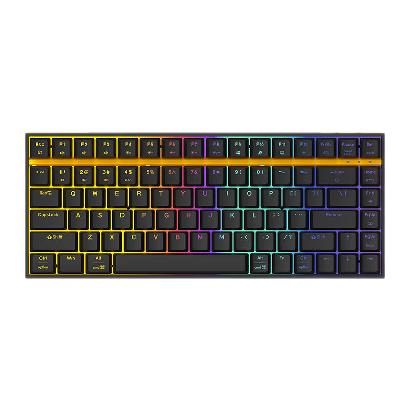 irok 艾石头 ZN84 84键 2.4G蓝牙 多模无线机械键盘 黑黄 红轴 RGB