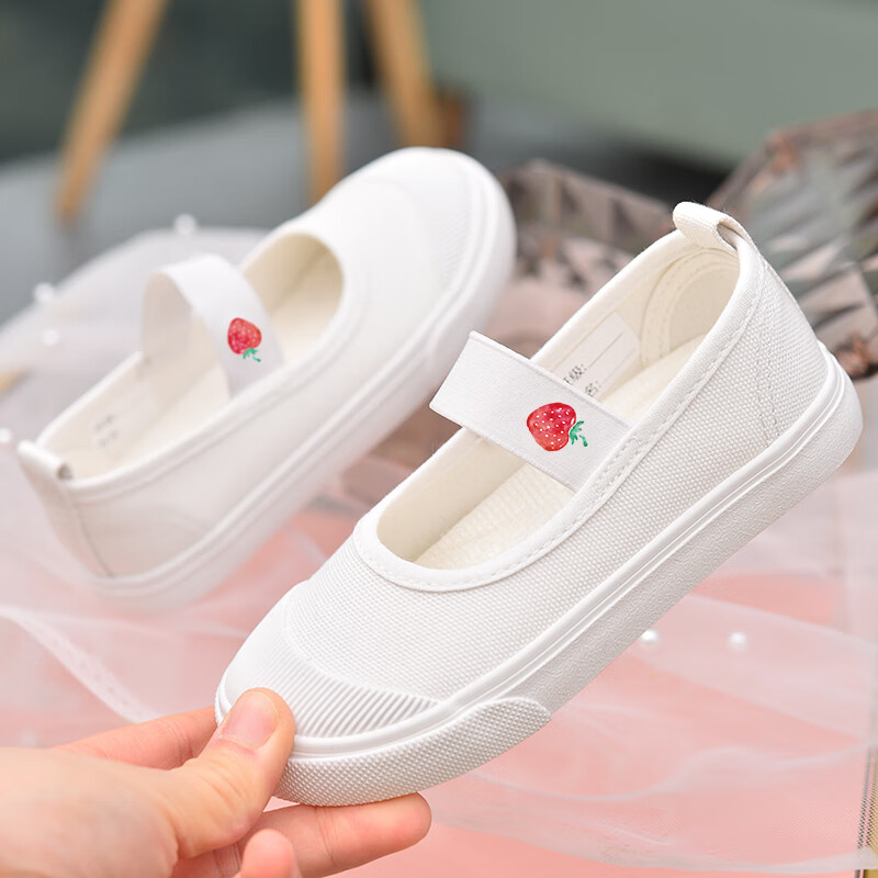 佐伐女童小白鞋儿童帆布鞋女2024年新款童鞋女孩布鞋宝宝小幼儿园室内