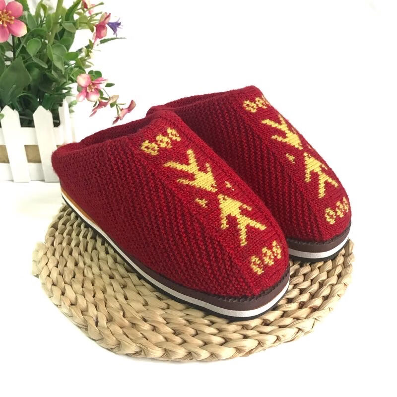 秀丝路毛线拖鞋手工编织男式保暖成品纯手工秋冬毛线棉鞋鞋加厚耐磨