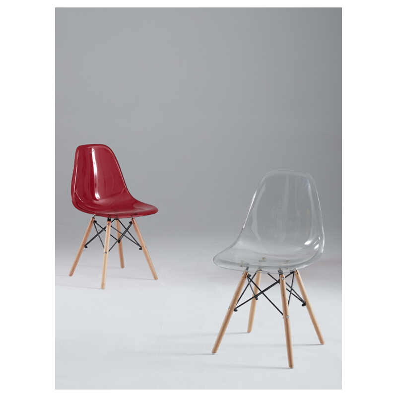 迈亚家用椅子现代简约透明餐椅伊姆斯靠背凳子网红休闲椅懒人洽谈桌椅 烟灰色