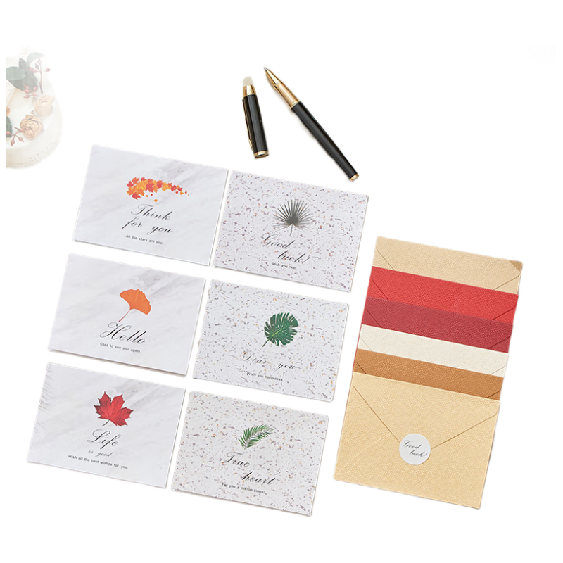 歐利文信封賀卡告白情書寫信生日禮物創(chuàng)意卡片 麻布紋款 6色信封+6張卡片+6個封口貼