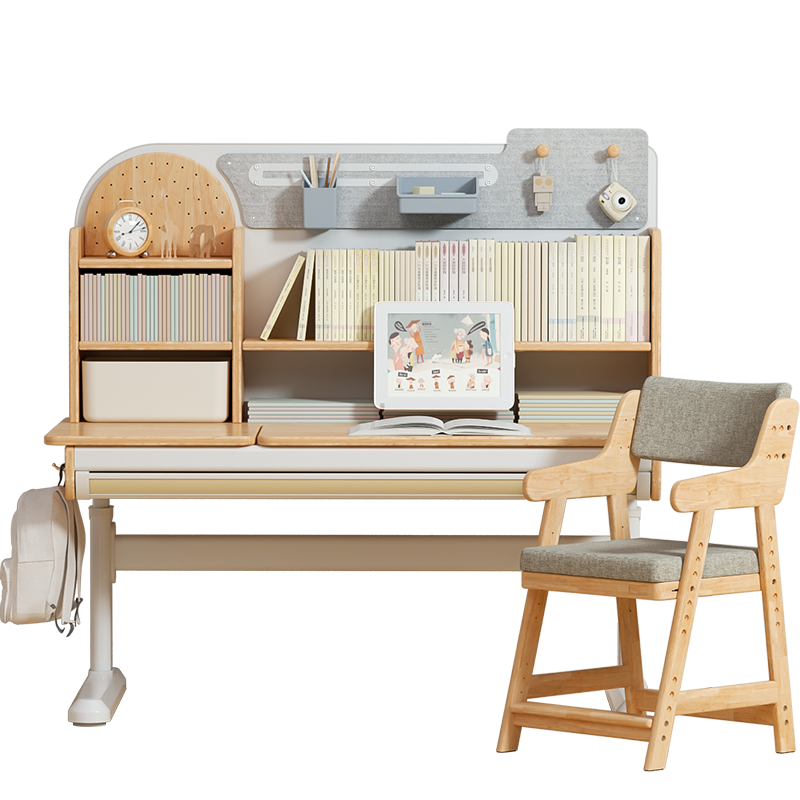斯芬达 儿童学习桌椅 小学生书桌实木学习桌 儿童书桌椅套装写字桌 可升降书桌 家用120cm写字桌椅 N8C向日葵【120cm】+橡胶实木椅