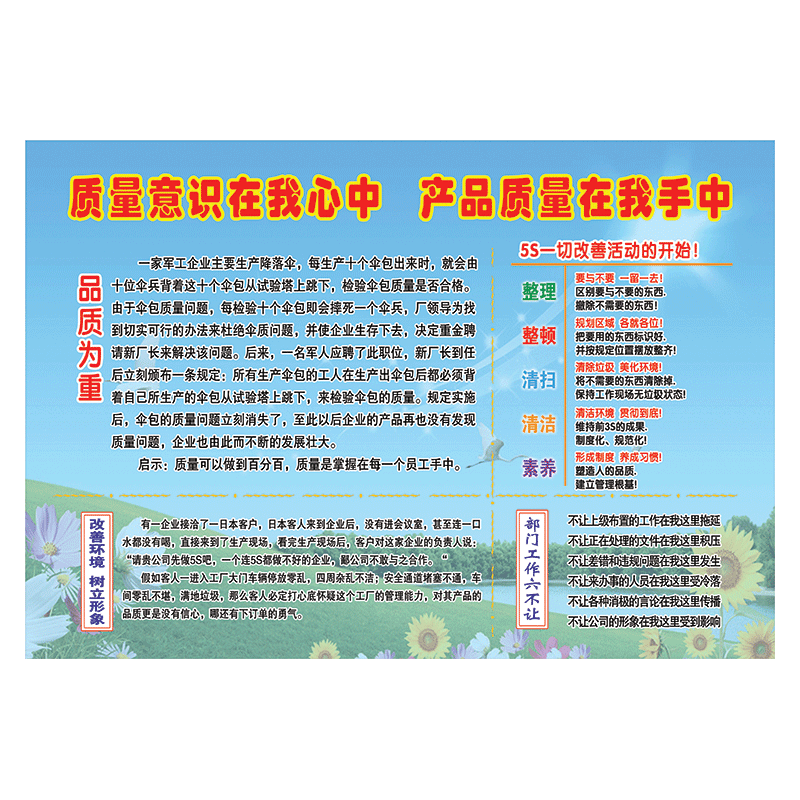 5s现场管理宣传栏海报5s挂图宣传画墙贴纸覆膜贴纸ahx ahx01 5s质量