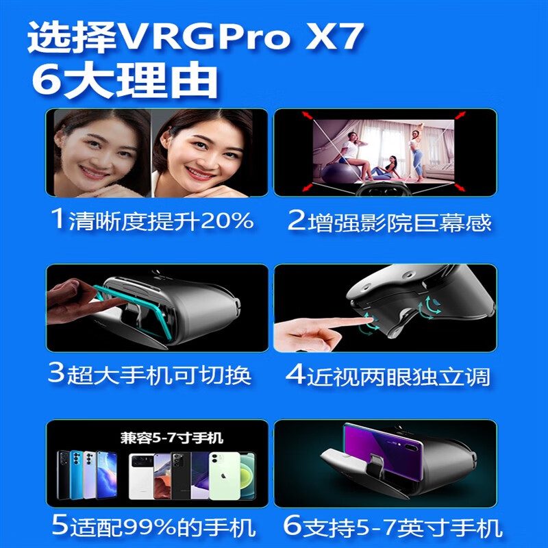 小米机适配【旗舰新款】vr眼镜用品虚拟性现实3d体感娃娃适用于安卓ios手机大屏vr4k私人vr影院 超清纳米蓝光版+礼包