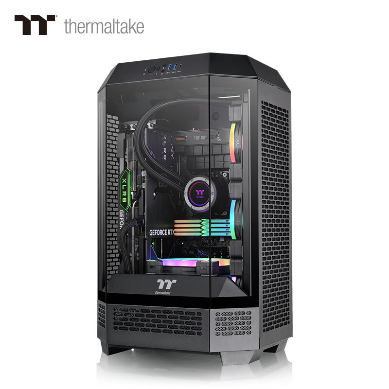 Thermaltake（Tt）The Tower 300 海景房机箱 电脑主机 黑色（Matx主板/支持420水冷/4090显卡/水平横躺）
