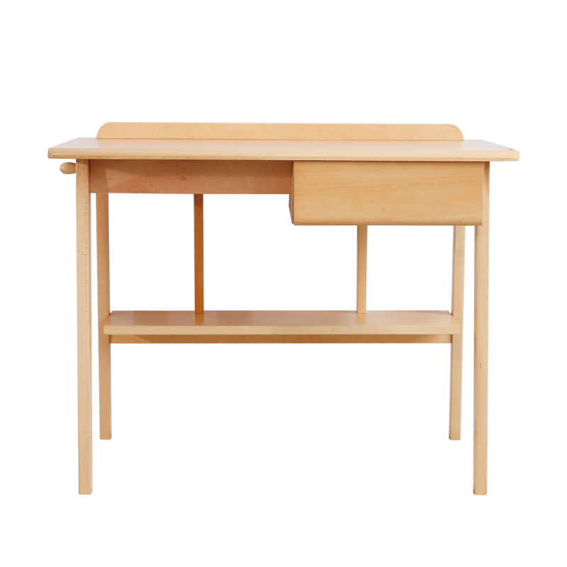香木语 北欧实木书桌书架组合简约现代书房家具卧室小书桌 原木色1.2米+棉麻椅