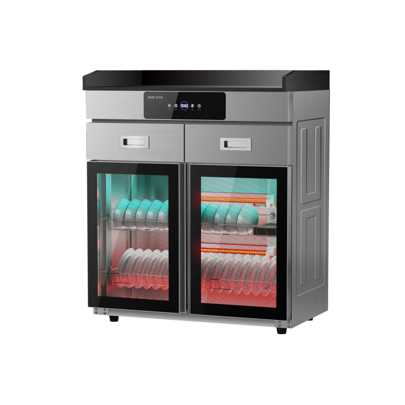 奥克斯商用茶水消毒柜立式双门大容量餐厅餐饮酒店饭店包厢餐边柜多功能配餐碗柜 750A双抽触控+紫外线+无磁层架