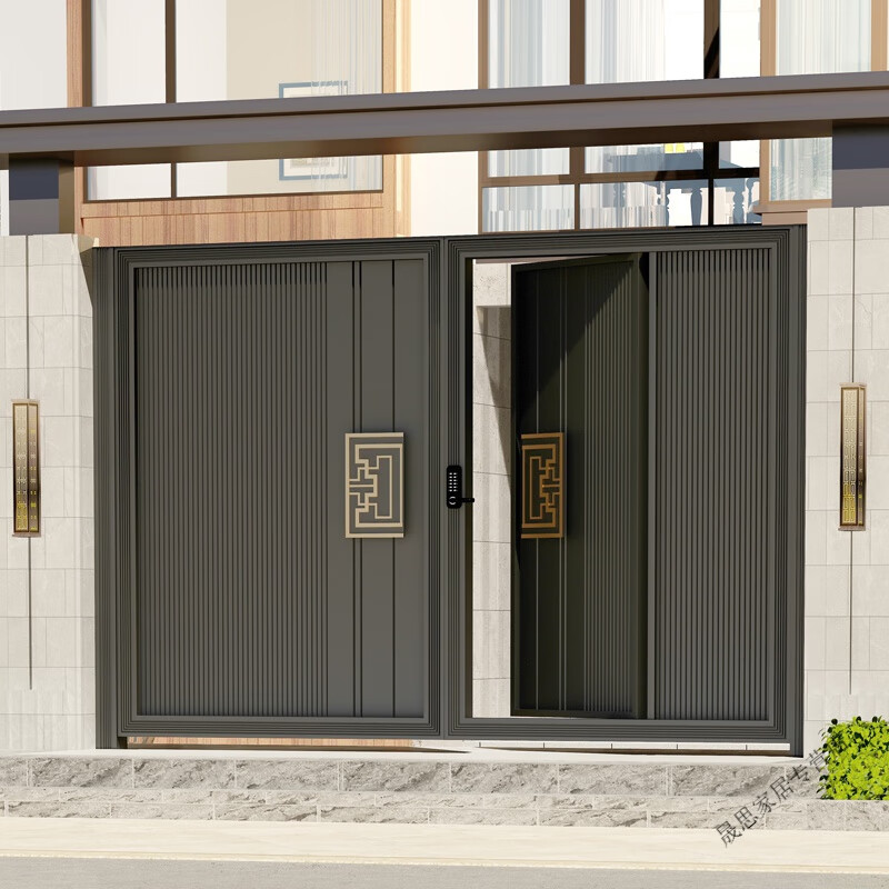 映上德国出口骨架油封铝合金别墅庭院门小区户外铁艺大门铝艺电动双开