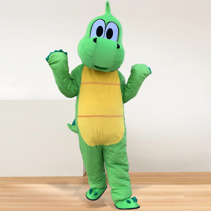 通行走人偶服装发财吉祥龙春节龙年公仔衣服头套 恐龙(绿色草绿龙)