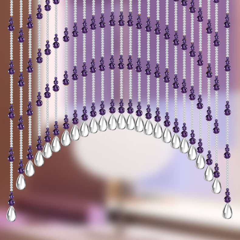 虔生缘水晶玻璃隔断帘拱形门帘厨房卫生间帘子水晶珠帘 琥珀色 拱形20