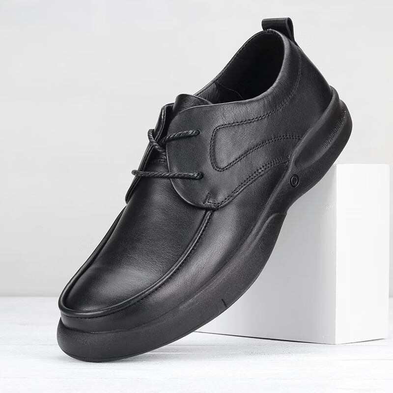 hawit大胖宽脚皮鞋男士加肥加大码特大码系带软底透气48码头层牛皮鞋