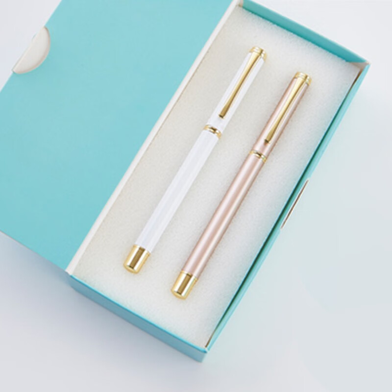 兰衍 情侣钢笔 可替换墨囊男女学生练字笔创意生日礼物 刻字钢笔 金色