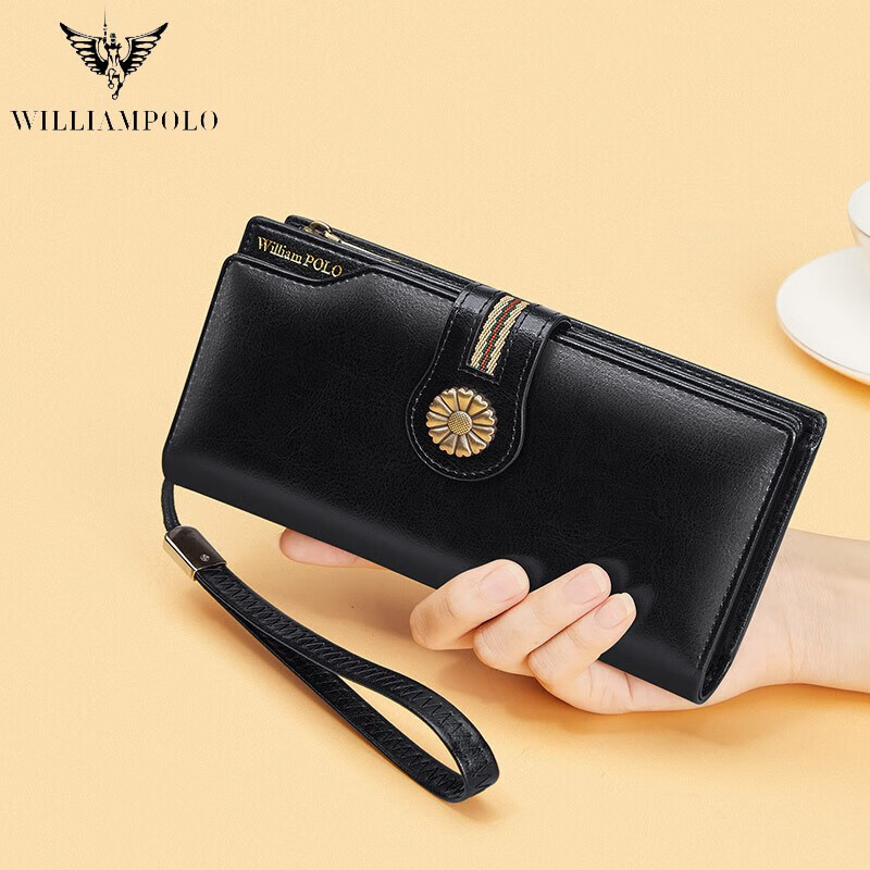 williampolo英皇保罗钱包女士长款真皮手拿包女款时尚精致头层牛皮女