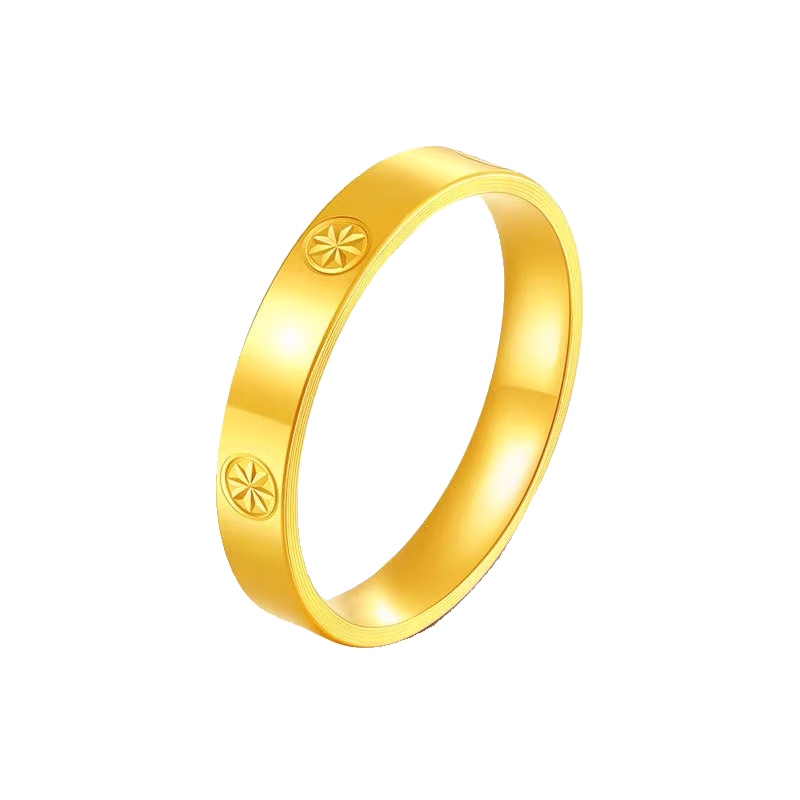 越南沙金戒指色素圈18k米黄字情侣男女对戒520 米字戒指 10号