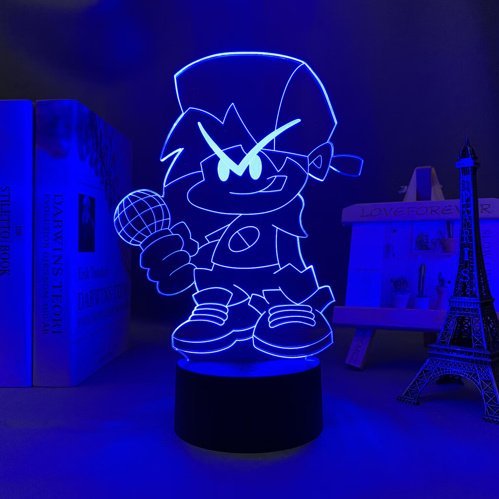 night funkin摆件创意礼游戏氛围夜灯 boyfriend_16色黑底座 7色黑色