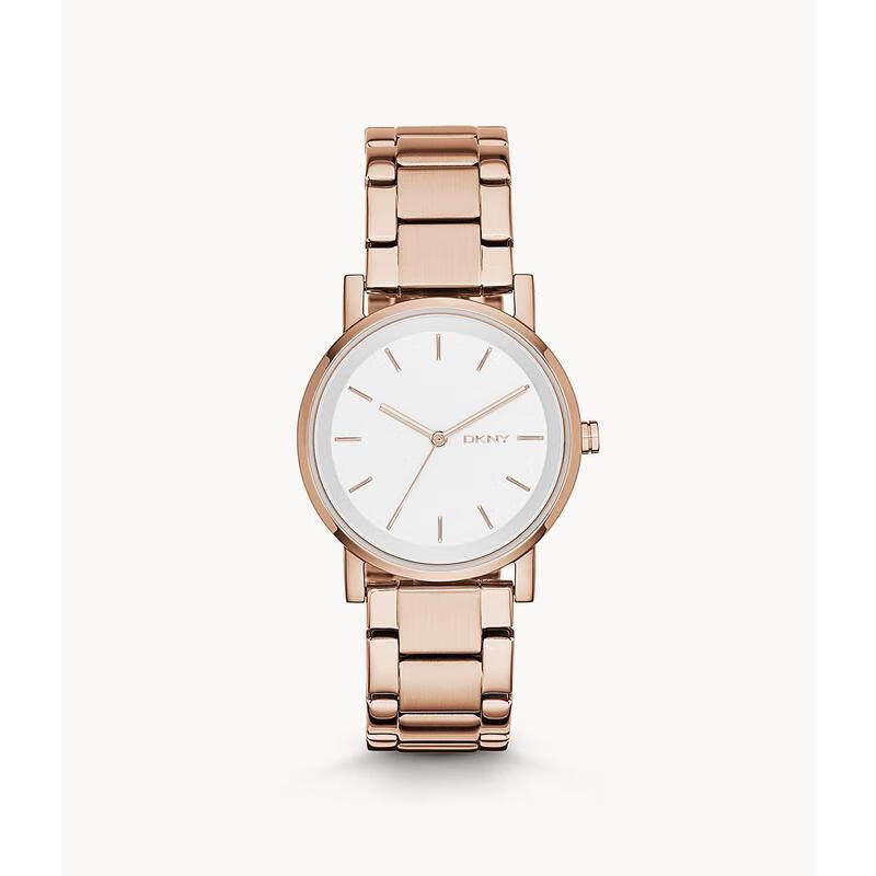 唐可娜儿(dkny)女士手表 stanhope 优雅时尚三指针玫瑰金色不锈钢腕表