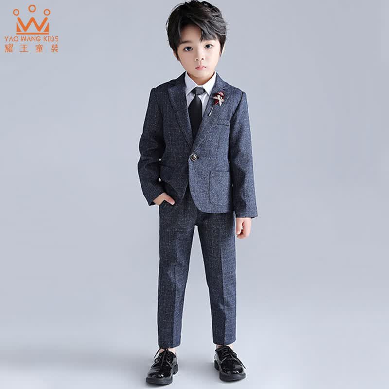 耀王儿童西服套装春秋男童礼服钢琴演出服 YR-LB17182 蓝色五件套 130高性价比高么？