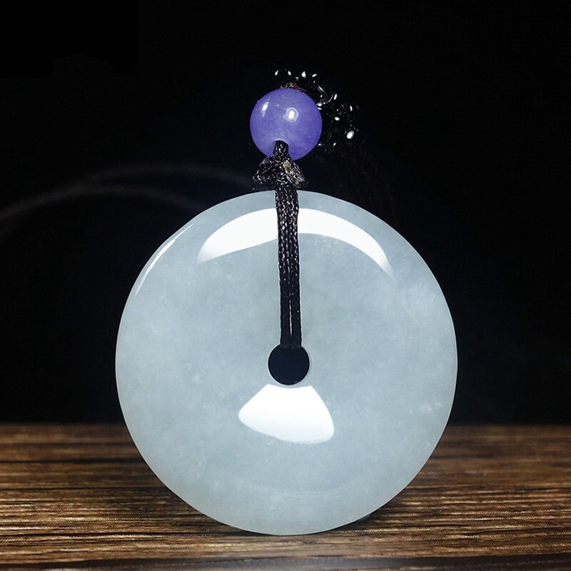 时乾 翡翠平安扣吊坠 男款a货翡翠平安扣项链女 冰糯种翡翠玉石挂件