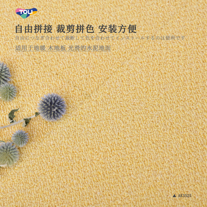 TOLI 地毯日式拼接 地毯方块 垫子客厅ins家用地毯 防滑地毯 儿童自吸毯免胶地板垫 35系列 AK3525 40*40cm