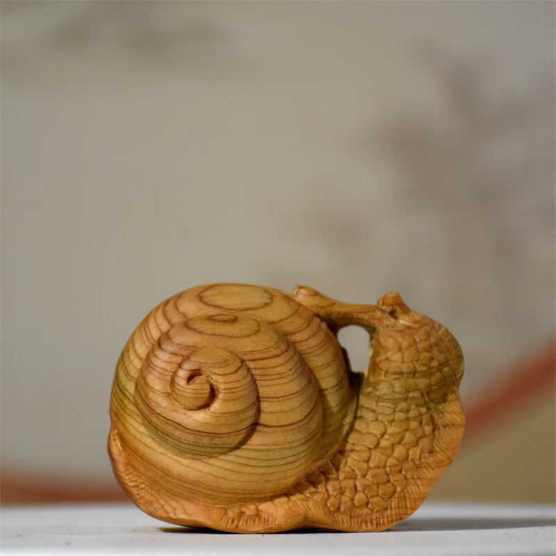 黄杨木雕刻蜗牛太行崖柏手把件蜗牛精神文玩实木送男友茶宠实木雕 5*4