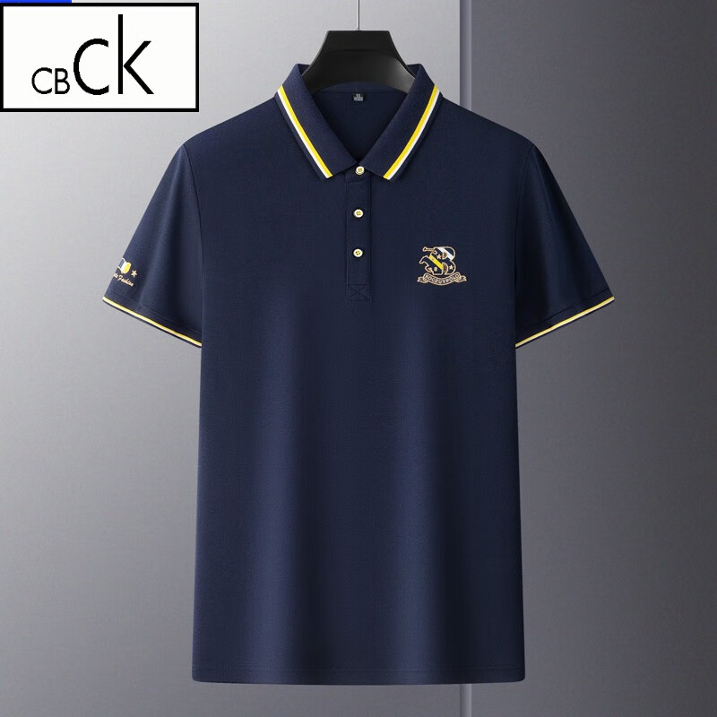 cbck品牌轻奢男装夏季新款polo衫男冰丝棉短袖新款翻领宽松大码上衣服