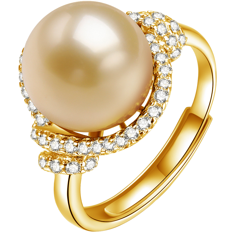珍珠皇后 南洋金珠戒指時尚款海水珍珠戒指生日禮物送老婆 相伴一生