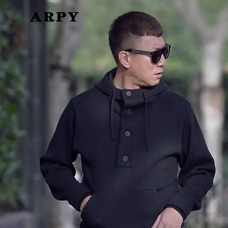 arpy 香港潮牌好先生明星同款卫衣男套头运动外套冬男潮 黑色 m体重