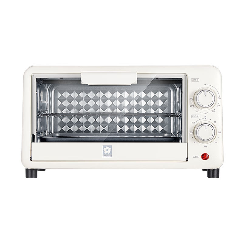 樱花（SAKURA）电烤箱 10L家用大容量多功能迷你小烤箱 小巧不占地 800W大功率 上下发热管 控时控温 SCS-K10AK05