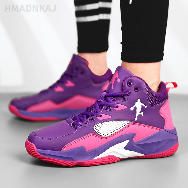 欧文7防滑耐磨篮球鞋男气垫高帮实战厚底球鞋毒液战靴青少年学生 紫色