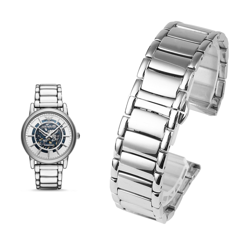 适配阿玛尼手表ar60006/1980/1981/1853系列男实芯不锈钢表带22mm