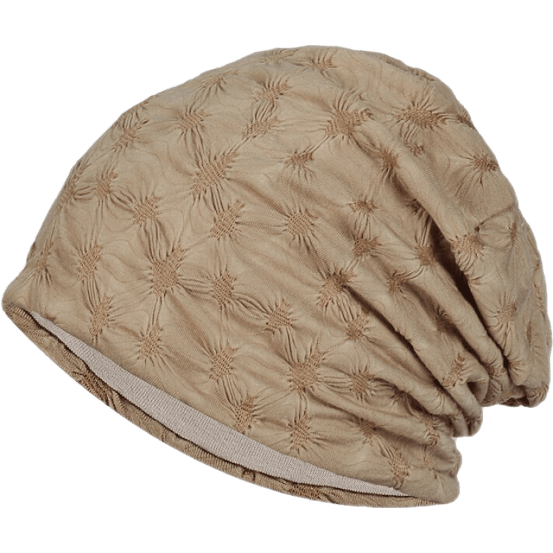 Fangchi 蕾絲套頭帽女薄封頂套頭帽保暖包頭帽韓版堆堆帽包頭孕婦月子帽 MXM-443卡其色薄款 均碼