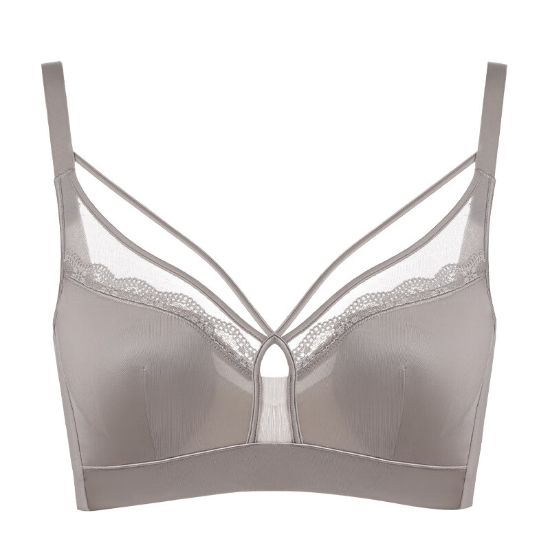 衣女薄款大胸显小女士文胸超薄透气无钢圈收防垂胸罩 雾灰色 3475