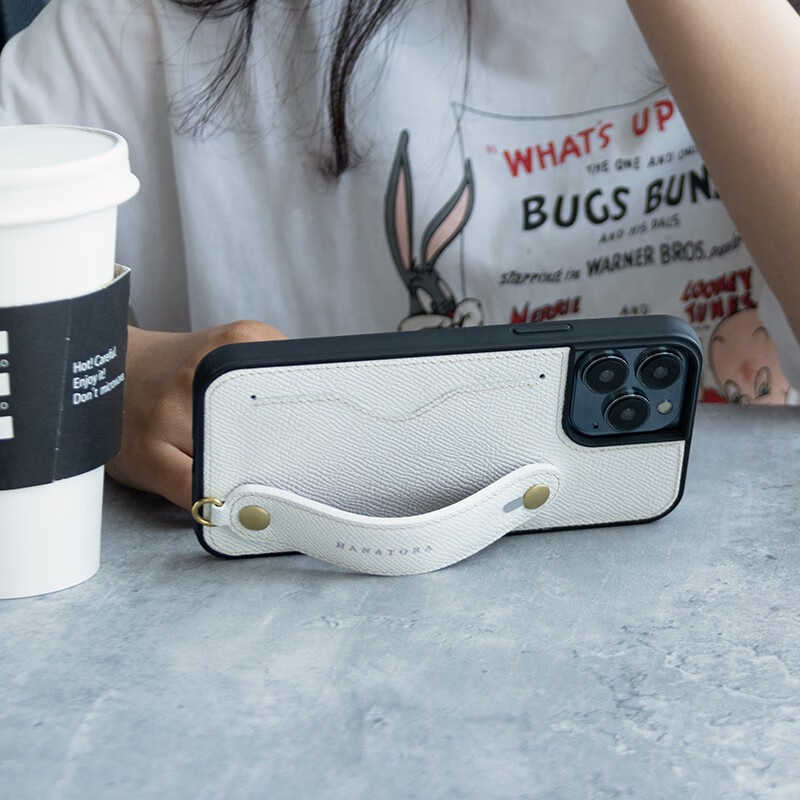 花虎(HANATORA)苹果17/16Promax手机壳新款日式真皮iPhone15pro高端全包防摔腕带挂绳带支架卡包男款女生简约Air 【白色】配挂脖绳 iPhone 16 Pro Max