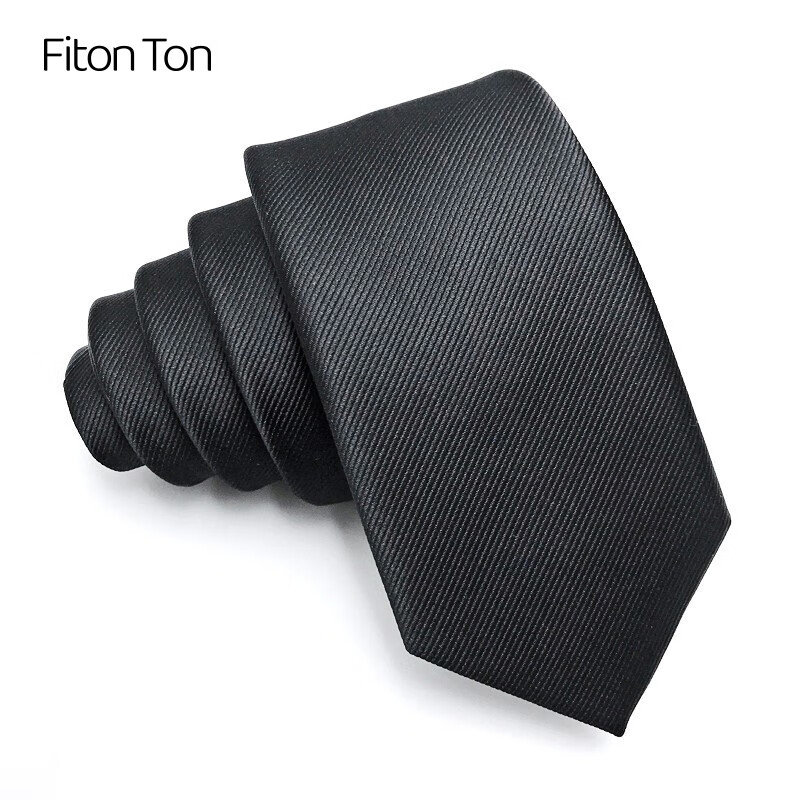 FitonTon领带男士商务正装职业百搭绅士领带潮流上班工作结婚8cm手打领带礼盒装FTL0001 纯黑色（手打）