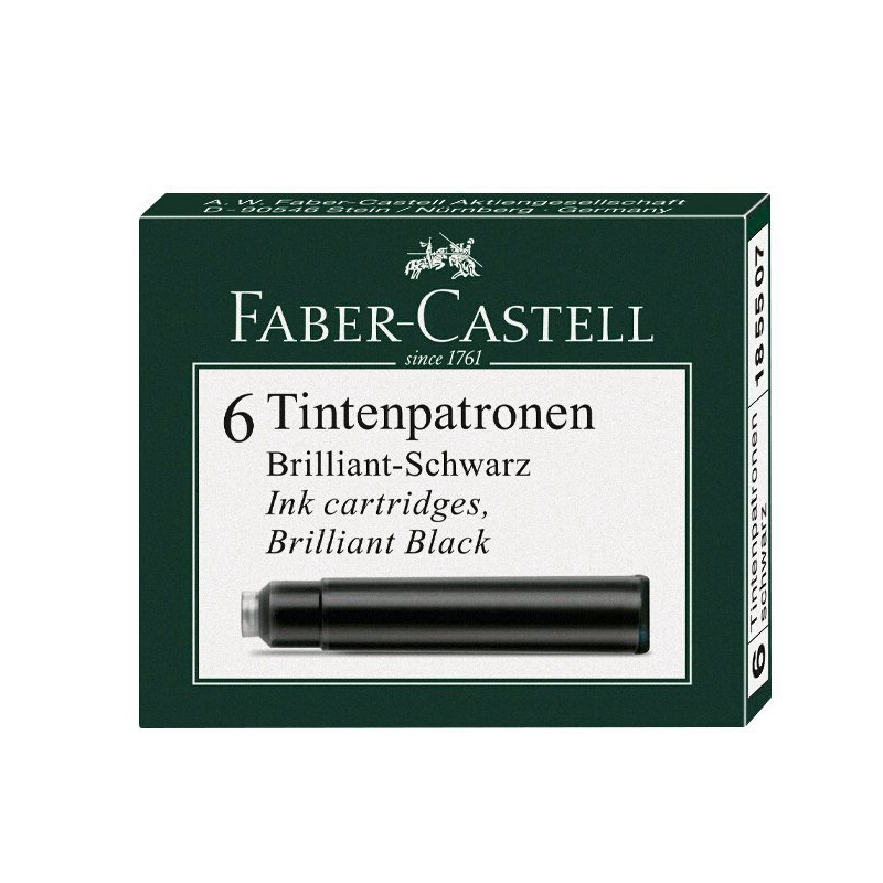 辉柏嘉(faber-castell)墨囊钢笔墨胆一次性墨水胆6支装 黑色墨胆