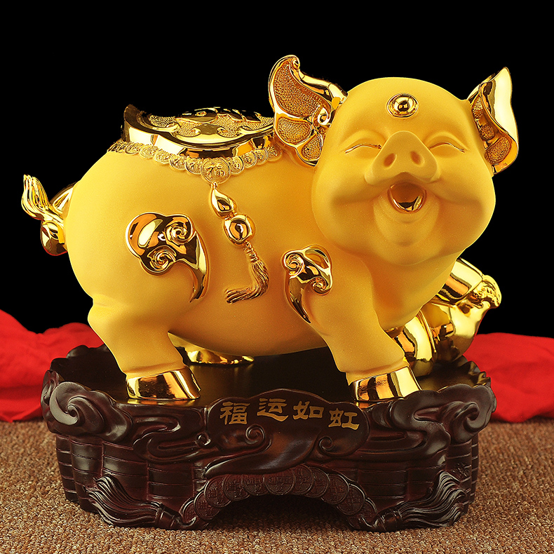 吉祥源  金猪摆件招米乔迁新居十二生肖猪家居工艺品猪年吉祥物客厅