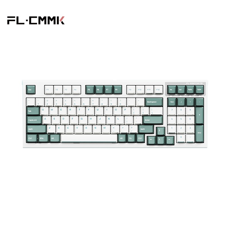 腹灵FL980 98键有线蓝牙2.4g三模无线键盘机械RGB热插拔电竞游戏键盘手机电脑平板机械键盘 三模无线版-全键可换轴-水绿 ROSA 凯华稀有轴