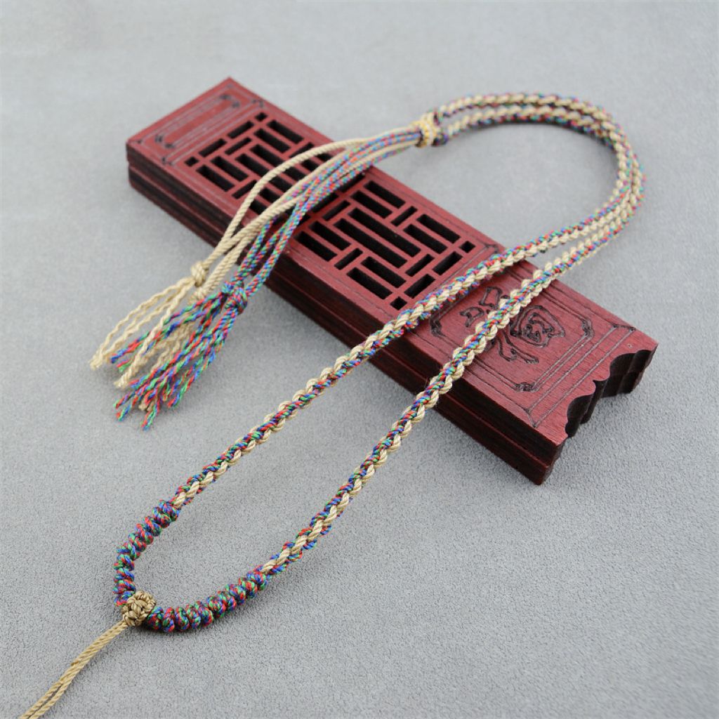 世纪约定藏式吊坠绳四股编金刚结手搓棉线编织项链绳子民族风牌挂坠绳