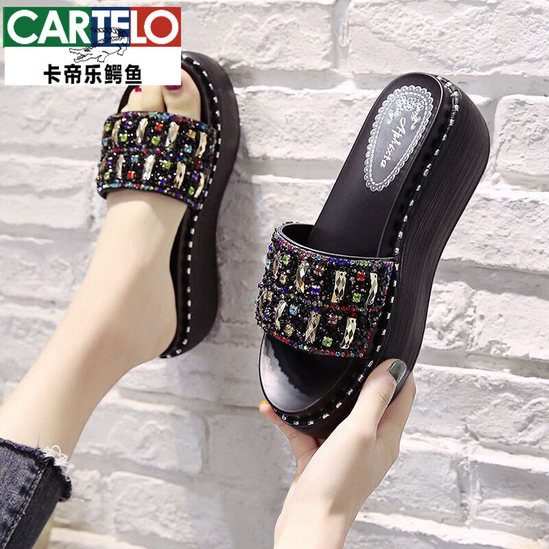 卡帝樂鱷魚（CARTELO）小碼涼鞋女313233厚底33坡跟34高跟鞋外穿拖鞋夏女鞋2025新款涼拖