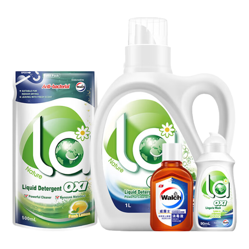 威露士（Walch）威露士有氧洗衣液组合（洗衣液瓶+袋消毒内衣洗组合） 4件套