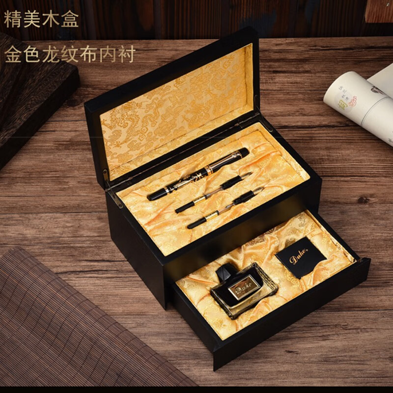 DUKE公爵龙腾盛世三用款 宝珠笔+美工笔+钢笔三款一体/送人/自用/练字均可/礼盒装 龙腾盛世(浮雕款)
