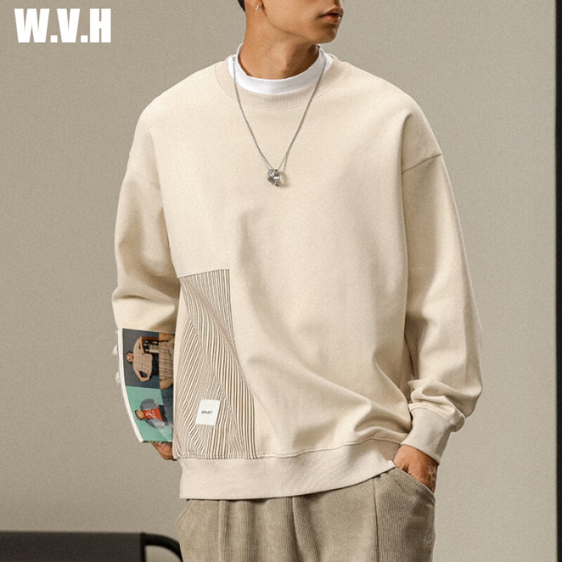 wvh品牌男装新款拼接卫衣男 米杏 m