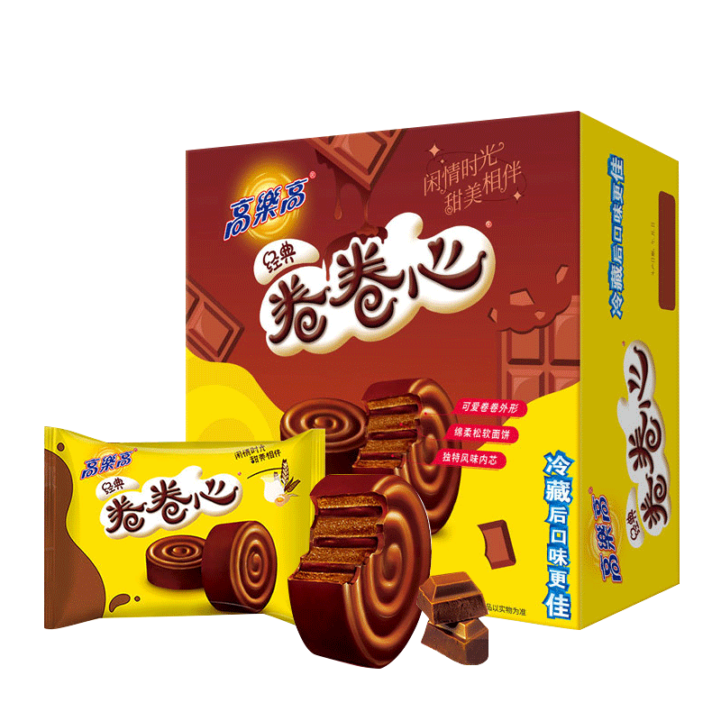 高乐高 卷卷心面包600g24枚巧克力牛奶味 瑞士卷夹心涂层蛋糕休闲零食