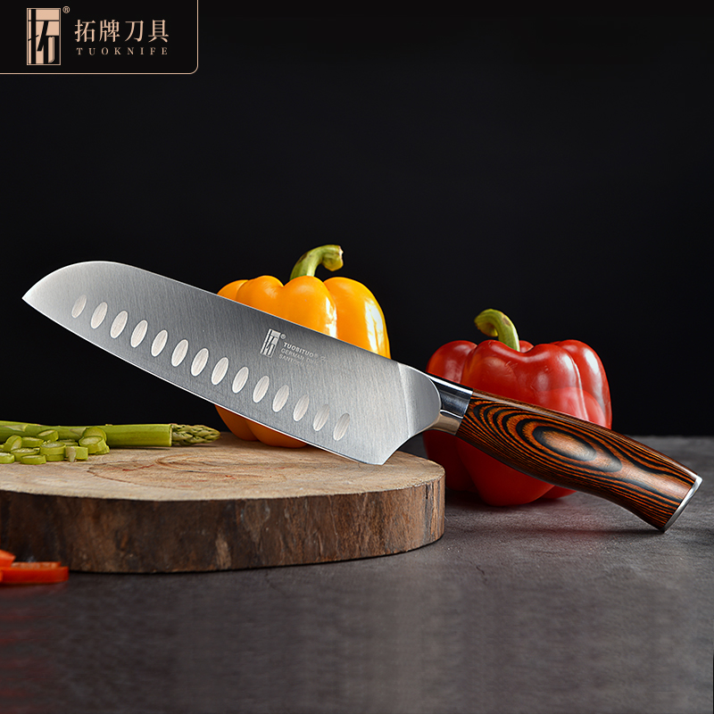 拓(tuobituo) 拓牌刀具火鸟系列西式厨刀德国不锈钢材三德刀防粘切片