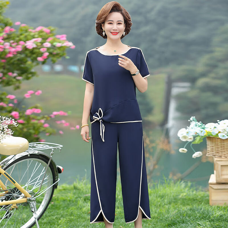 珈岑60岁女人穿的夏天衣服洋气中年妈妈夏装套装高档小衫上衣两件套减