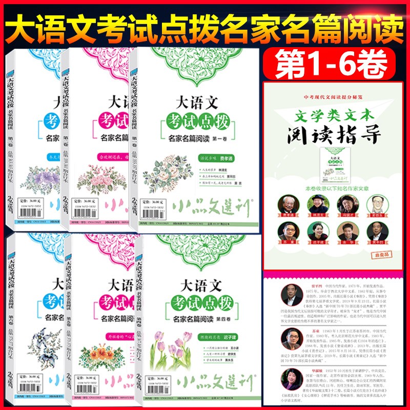 大语文考试点拨名家名篇阅读第1-6卷合订本 精美文学文摘杂志期刊合订本 初高中语文专项阅读指导练习