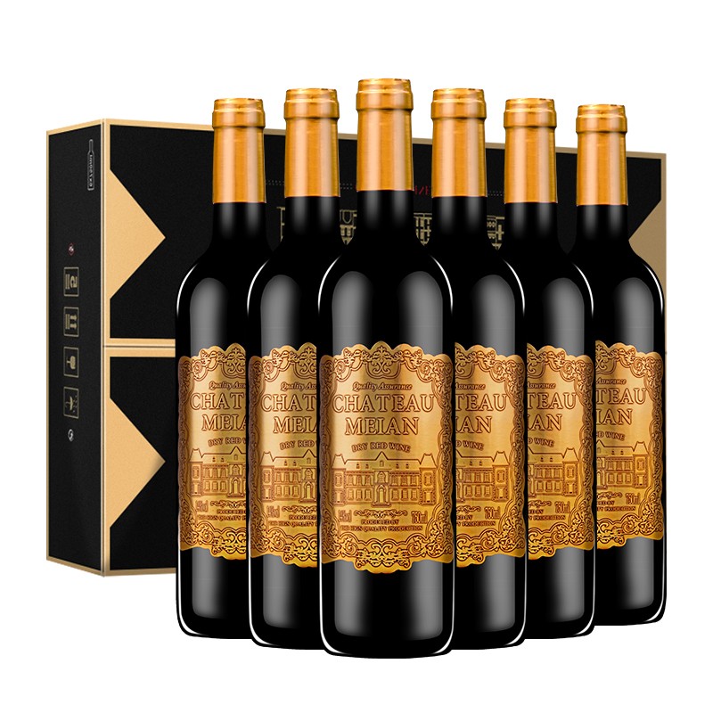 法国原酒进口红酒美岸城堡级14度干红葡萄酒礼盒装750ml 整箱6支