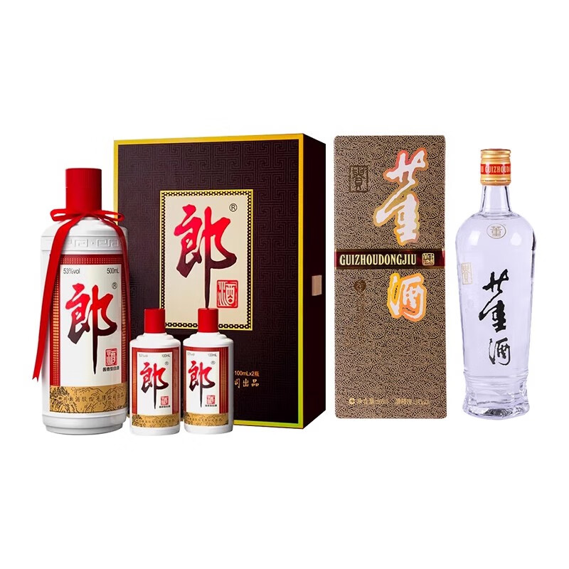 郎牌郎酒 子母郎 礼盒装 酱香型白酒 53度 700mL 1盒 +老贵董54度