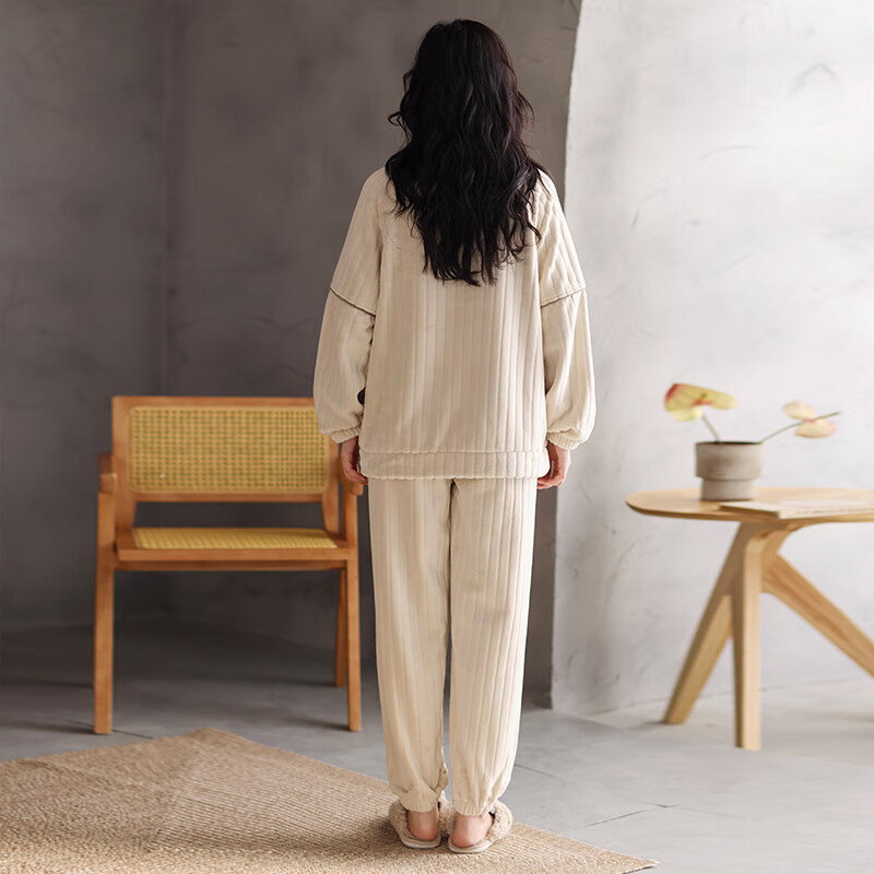 洁丽雅2024新款超软糯高品质绒绒睡衣家居服女秋冬加厚珊瑚绒套装可外穿 女款 M 女码