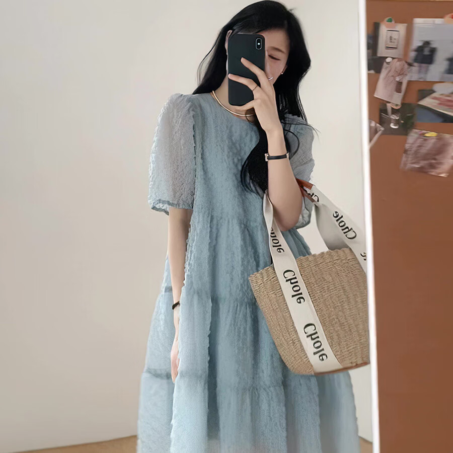 晟侠适合小个子夏天穿显瘦款大码胖mm甜美女夏季显瘦雪纺宽松中长款气